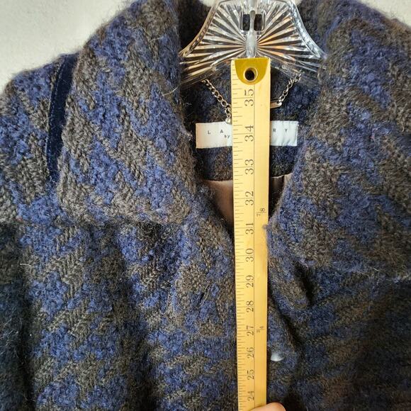 Laundry by Shelli Segal Wool Pea Coat Belted Women Size 8 Blue-Black - Picture 6 of 12